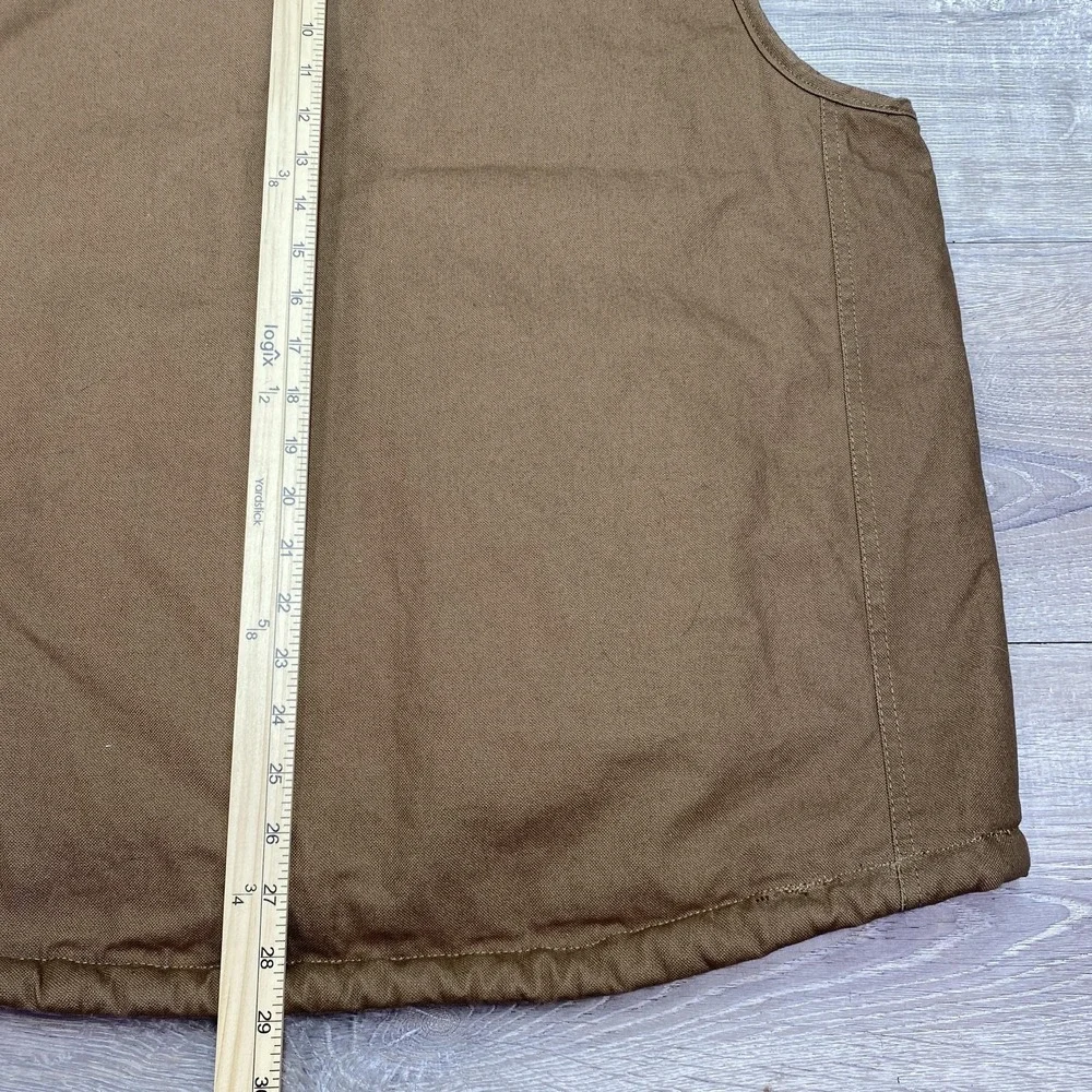 Lee Vest Mens Large Brown Canvas Sherpa Lined‎ Insulated Workwear Full Zip